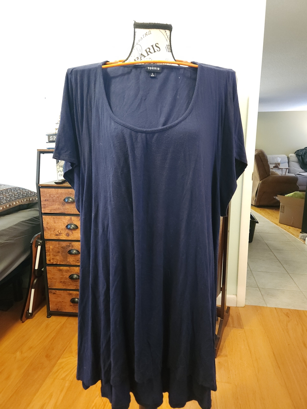 Torrid Navy Scoop Neck Flowy Blouse